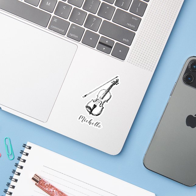 Personalized Vintage Violin musical Aufkleber (Laptop mit iPhone)