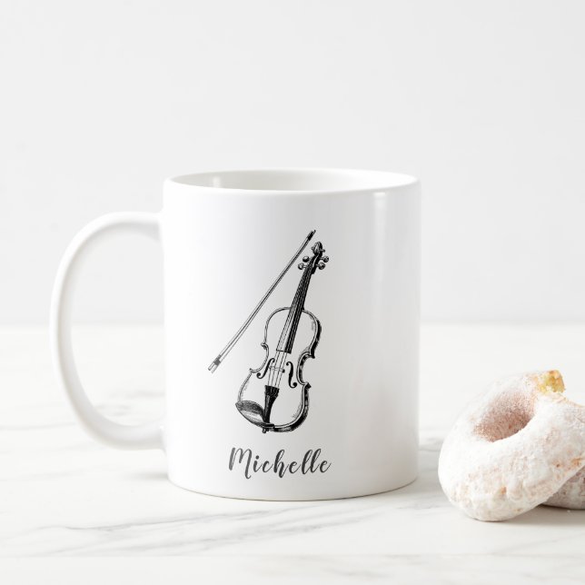 Personalized Vintage Violin musical Kaffeetasse (Mit Donut)