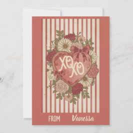 Personalized Vintage XO XO Valentine Card Karte