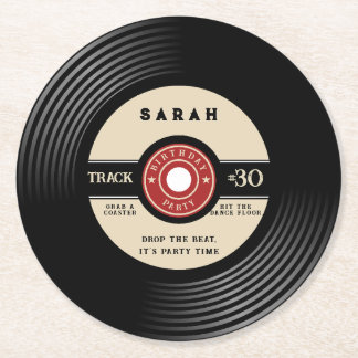 Personalized Vinyl Record Birthday Paper Coasters Runder Pappuntersetzer