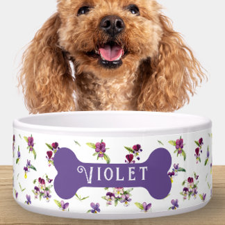Personalized Violet Purple Floral Napf