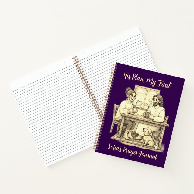 Personalized Violet Sepia Jesus Notebook Notizbuch (Innenseite)
