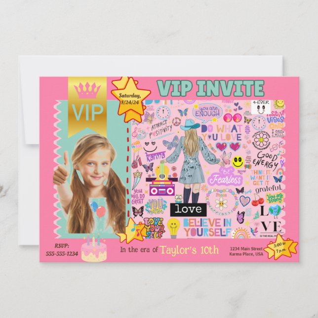 PERSONALIZED VIP PHOTO INVITATION FOR GIRLS ANKÜNDIGUNG (Vorderseite)