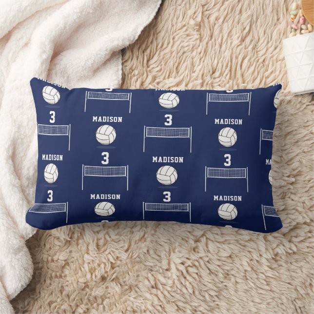 Personalized Volleyball Ball & Net Pattern Lendenkissen (Decke)