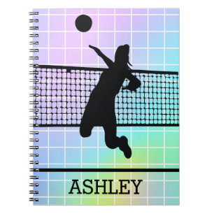 Personalized Volleyball Player Net Colorful Notizblock