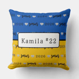 Personalized Volleyball Senior Blue and Yellow Kissen