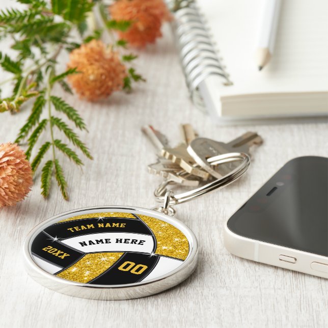 Personalized Volleyball Team Ohrfeigen. Black and  Schlüsselanhänger (Seite)