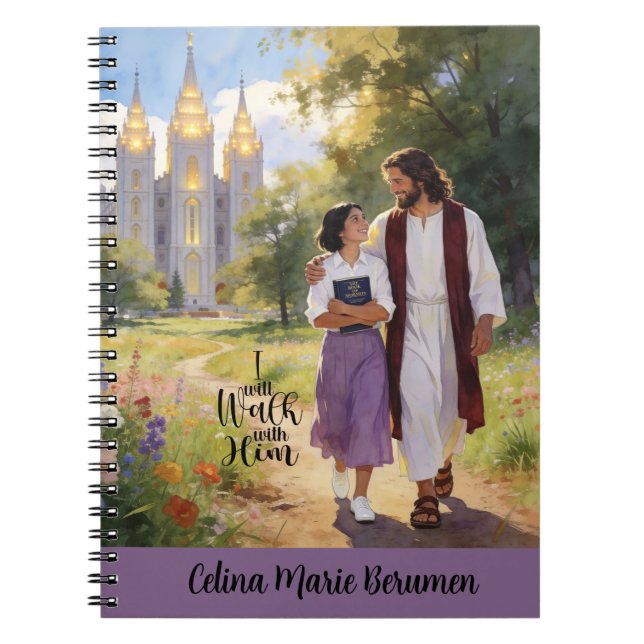 Personalized Walk with Him Christian LDS Journal Notizblock (Vorderseite)