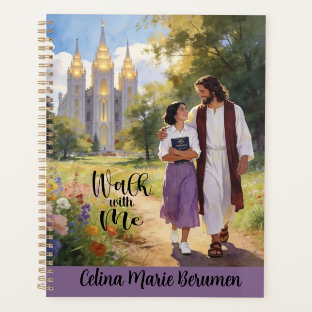 Personalized 'Walk with Me' Christian LDS Planner Planer (Vorderseite)