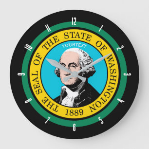 Personalized Washington State Flag Design Große Wanduhr