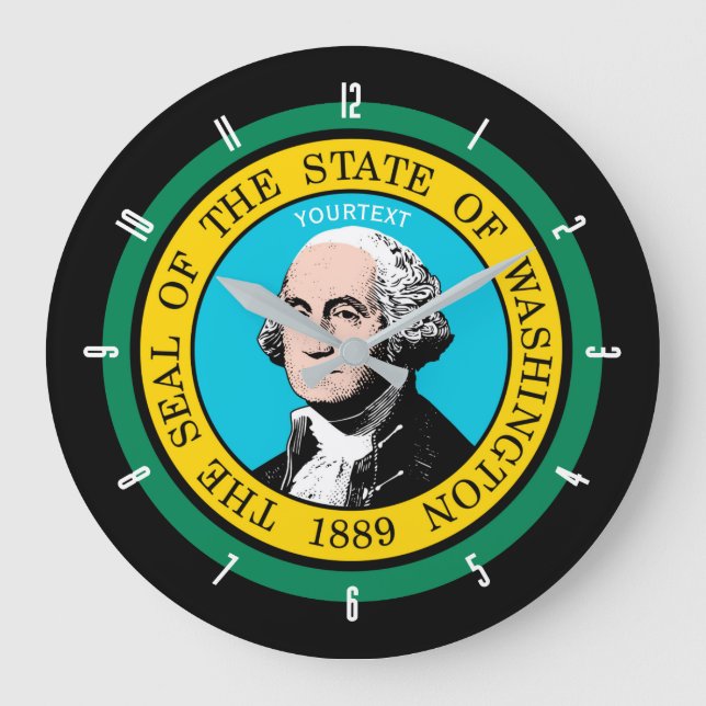 Personalized Washington State Flag Design Große Wanduhr (Vorderseite)