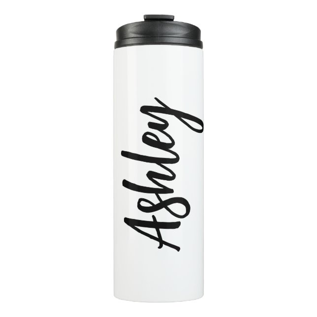 Personalized Water Bottle with Straw – Custom Name Thermosbecher (Vorderseite)