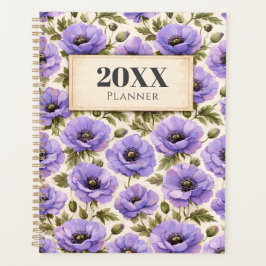 Personalized Watercolor Blue Poppies Planner Planer