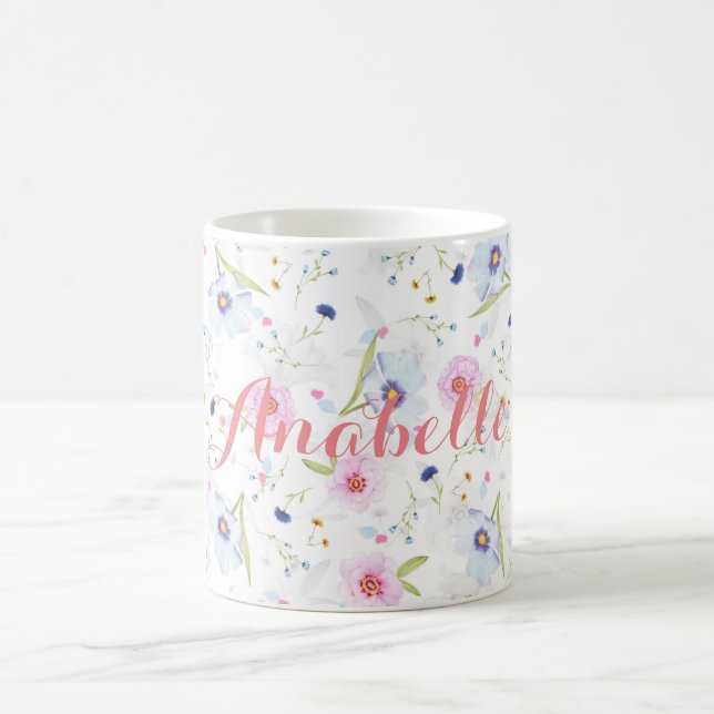 Personalized|| Watercolor-BlumenTasse Tasse (Mittel)