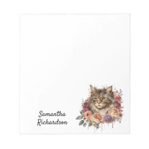 Personalized Watercolor Boho Cat Notizblock