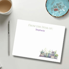 Personalized Watercolor Books and Plants Post-it Klebezettel