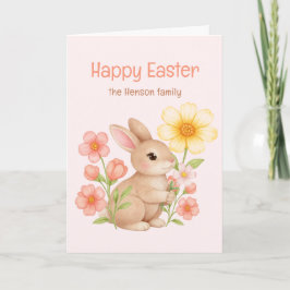 Personalized Watercolor Bunny Happy Easter Feiertagskarte