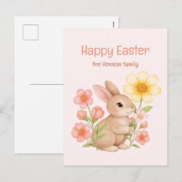 Personalized Watercolor Bunny Happy Easter Feiertagspostkarte