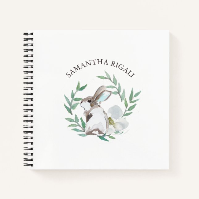 Personalized Watercolor Bunny Rabbit Journal Notizbuch (Vorderseite)