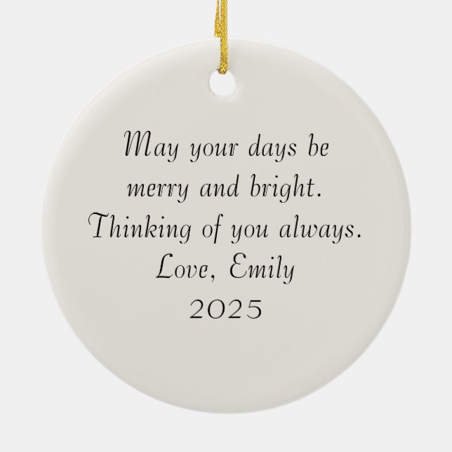 Personalized Watercolor Christmas Keramik Ornament (Hinten)
