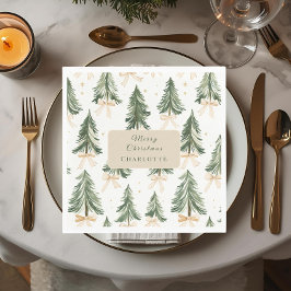 Personalized Watercolor Christmas Tree Napkins Serviette