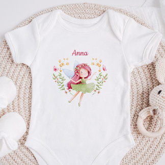 Personalized Watercolor Fairy Baby Girl Bodysuit  Strampler