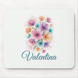 Personalized Watercolor Floral Name Mousepad