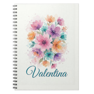 Personalized Watercolor Floral Name Notebook Notizblock