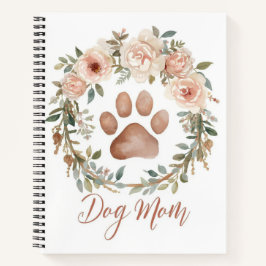 Personalized Watercolor Floral Paw Print Dog Mom Notizbuch