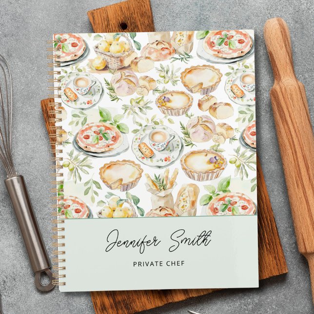 Personalized Watercolor Mediterranean Food Pattern Planer (In situ)