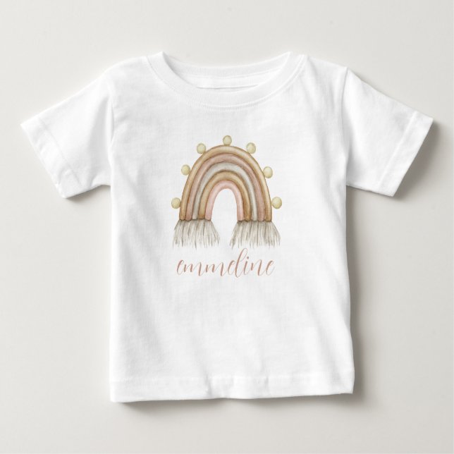 Personalized Watercolor Rainbow Baby Baby T-shirt (Vorderseite)