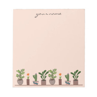Personalized Watercolor Succulents Boho Notepad Notizblock