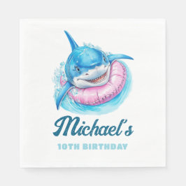 Personalized Waterpark Shark Pool Party Birthday Serviette