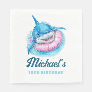 Personalized Waterpark Shark Pool Party Birthday Serviette