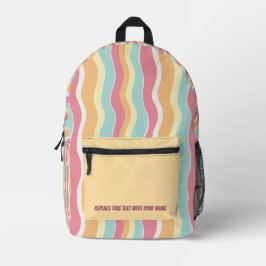 Personalized Wavy Stripe Backpack Bedruckter Rucksack