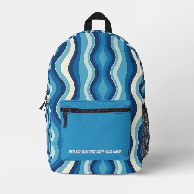 Personalized Wavy Stripe Backpack Bedruckter Rucksack (Vorderseite)
