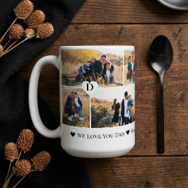 Personalized We Love You Dad Heart Photo Collage Kaffeetasse