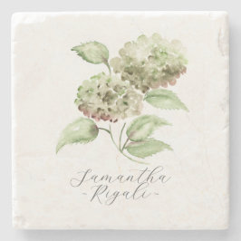 Personalized Wedding Favors Green Hydrangea Steinuntersetzer