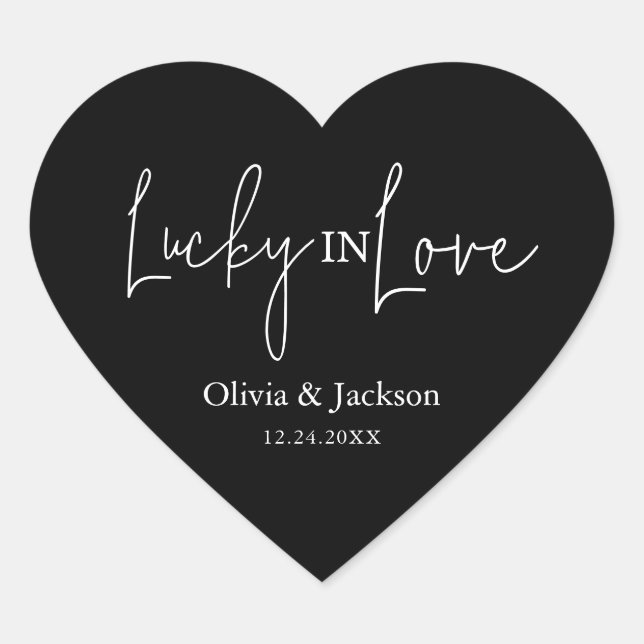 Personalized Wedding Lottery Ticket Couple Name  Herz-Aufkleber (Vorderseite)