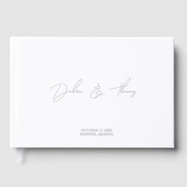 Personalized Wedding Modern Minimalist White Gästebuch