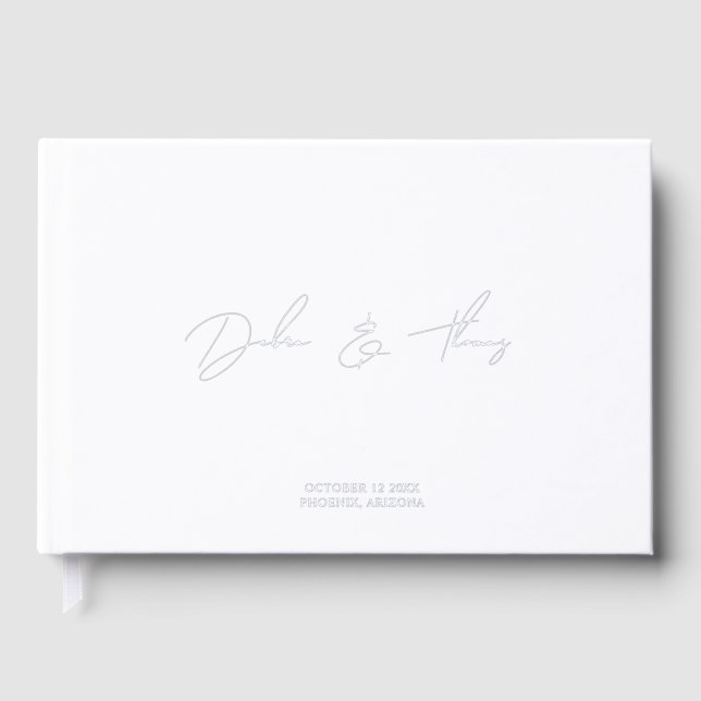 Personalized Wedding Modern Minimalist White Gästebuch (Vorderseite)