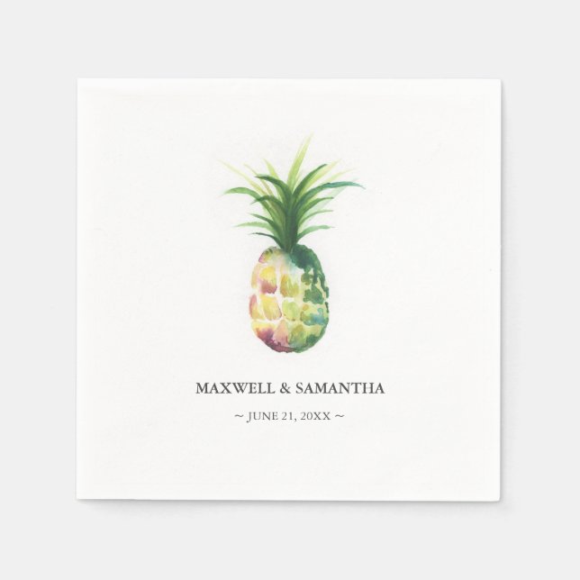 Personalized Wedding Napkins Tropical Pineapple Serviette (Vorderseite)