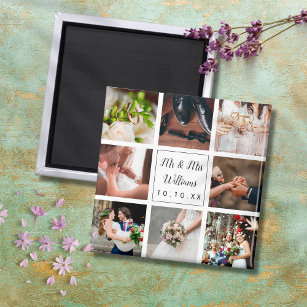 Personalized Wedding Photo Collage Magnet