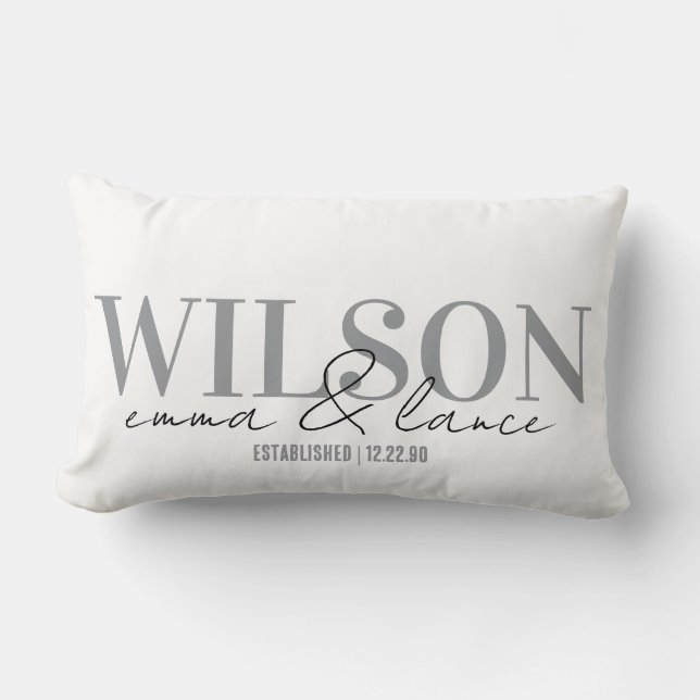 Personalized Wedding Pillow, Names & Dates  Lendenkissen (Vorderseite)