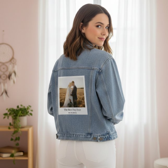 Personalized Wedding Polaroid Photo Denim Jacket Jeansjacke (Von Creator hochgeladen)