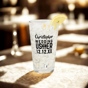Personalized Wedding Usher Favor Glass Tumbler