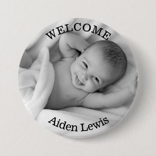 Personalized Welcome New Baby Foto Button