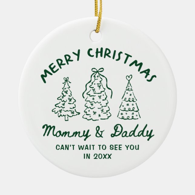 Personalized Whimsical Baby Announcement Ornament (Vorne)