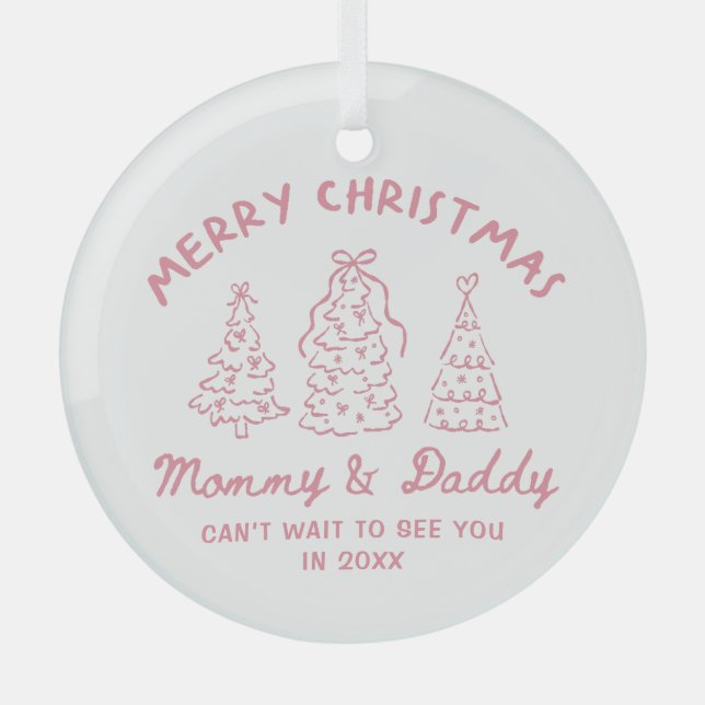Personalized Whimsical Baby Announcement Ornament Aus Glas (Vorderseite)