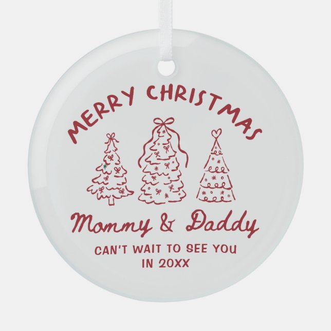 Personalized Whimsical Baby Announcement Ornament Aus Glas (Vorderseite)
